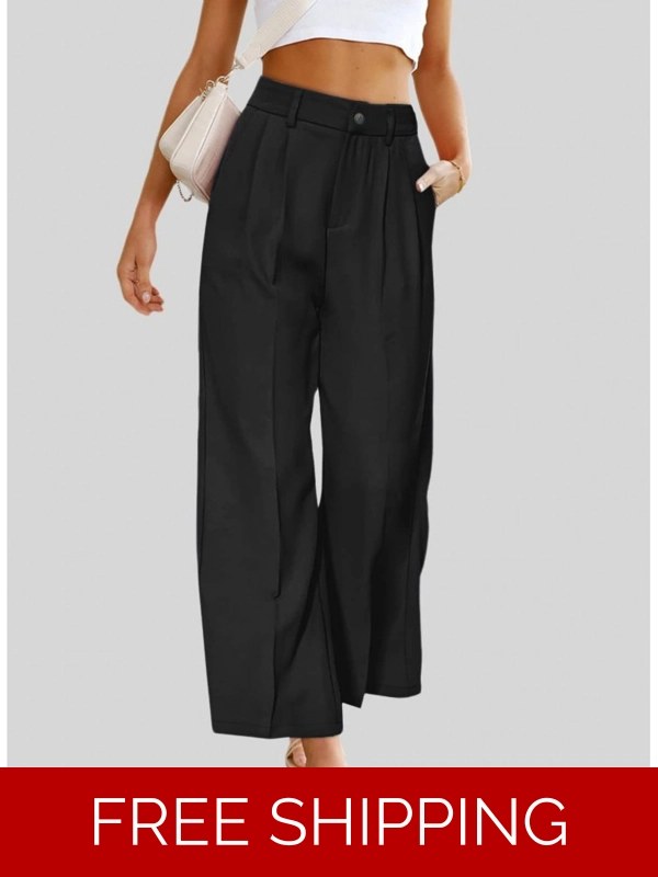 Casual Plain Wide Leg Pants For Women